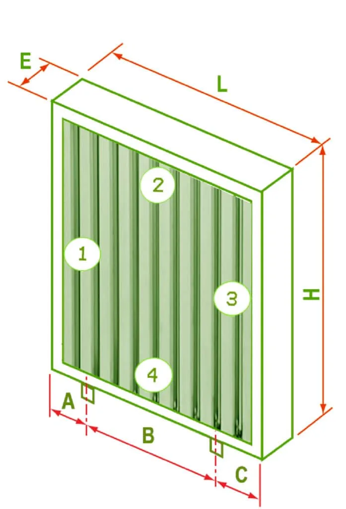 Schéma d'un filtre choc avec côtes et 2 tétons - L'Atelier du Filtre